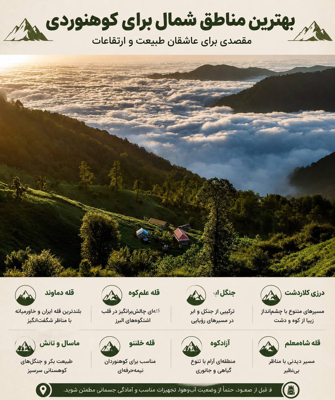 بهترین مناطق شمال برای کوهنوردی؛ مقصدی برای عاشقان طبیعت و ارتفاعات